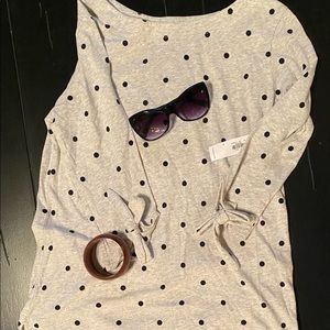 New Old Navy 3/4 sleeve gray polka dot top sz s